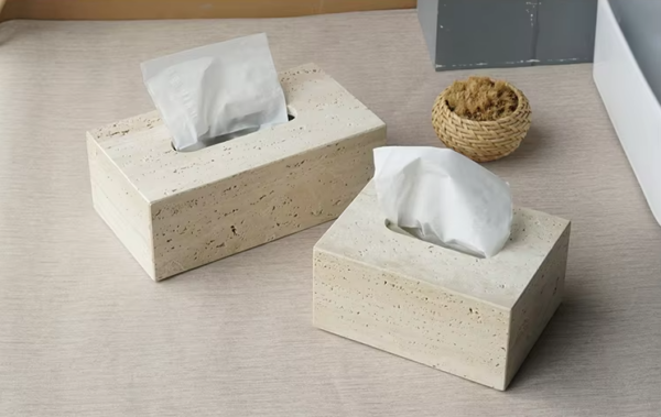 Beige Travertine Natural Stone Tissue Box - Image 2