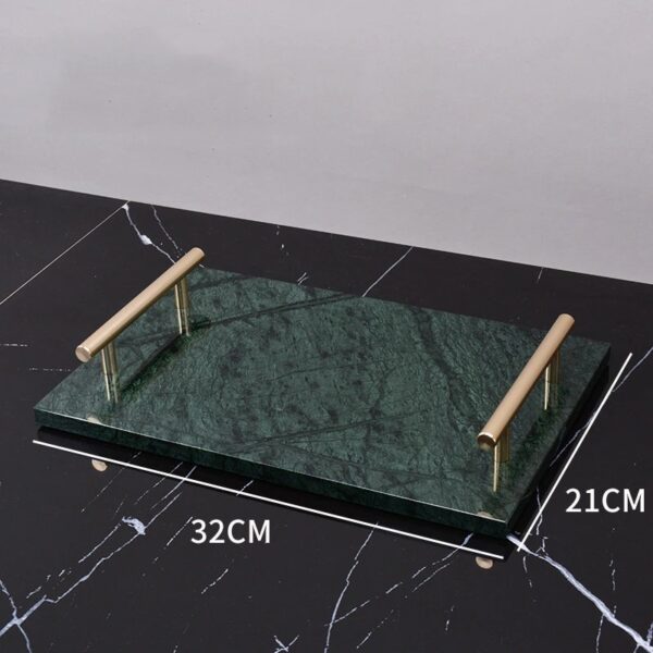 Verde Guatemala Marble Tray with Gold Handles